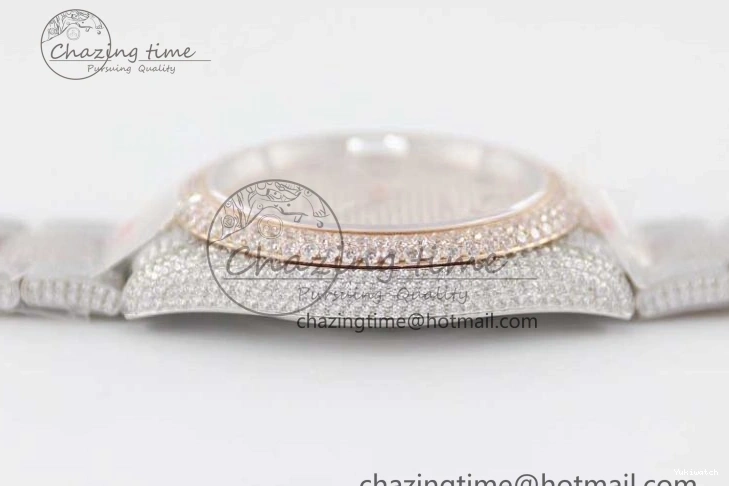 Markers Dial SS Edition A2824 Best Arabic Full on RG 41 Diamonds Bracelet TWF 1:1 Datejust 0313